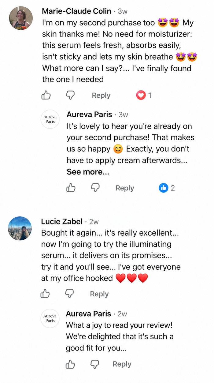Customer comment screenshot