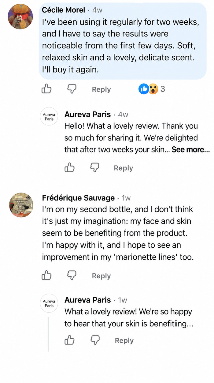 Customer comment screenshot